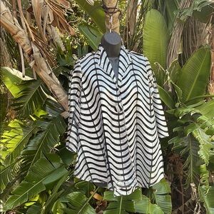 Silver vegan leather and sheer mesh swing coat